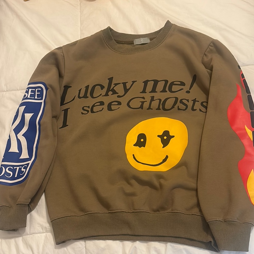 Brown Graphic Sweatshirt with Yellow and Red Accents